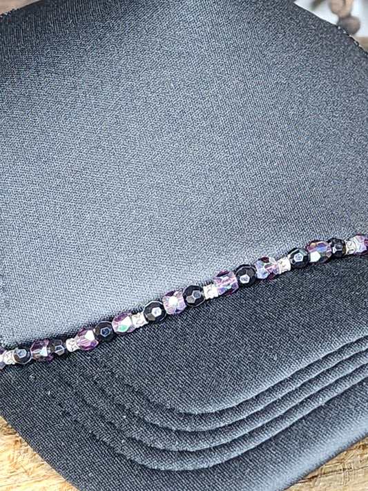 Trucker Hat with Hat Chain Black/Purple Sm