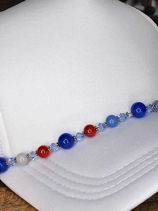 Trucker Hat with Hat Chain RWB