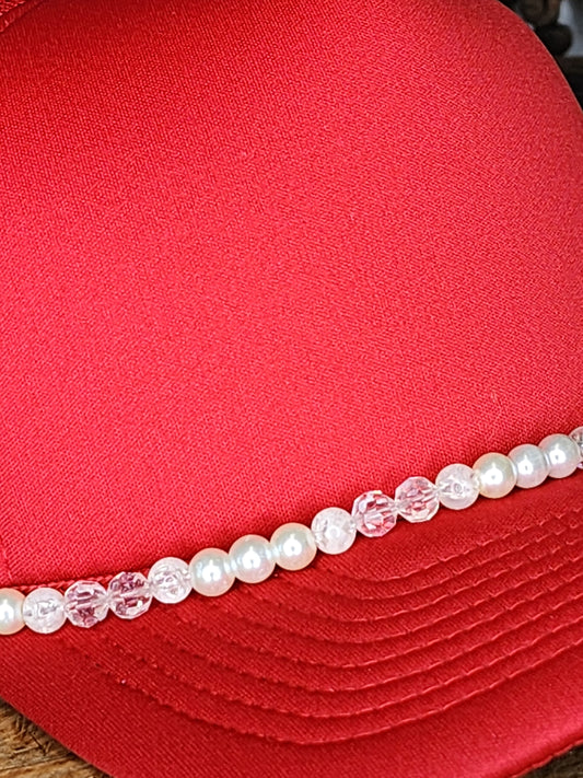 Trucker Hat with Hat Chain Red