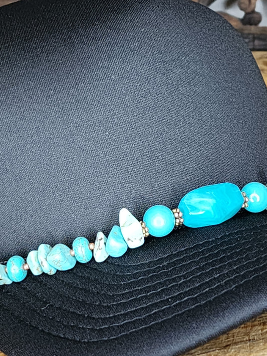 Trucker Hat with Hat Chain Black/Teal