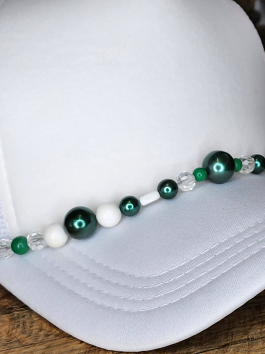 Trucker Hat with Hat Chain Green/White