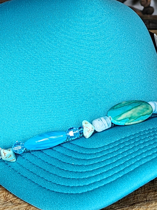 Trucker Hat with Hat Chain Teal/Blue
