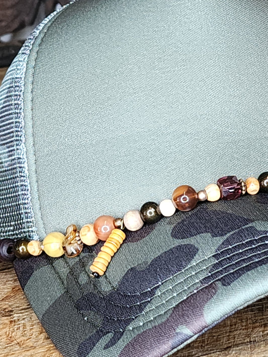 Trucker Hat with Hat Chain Green/Brown Camo