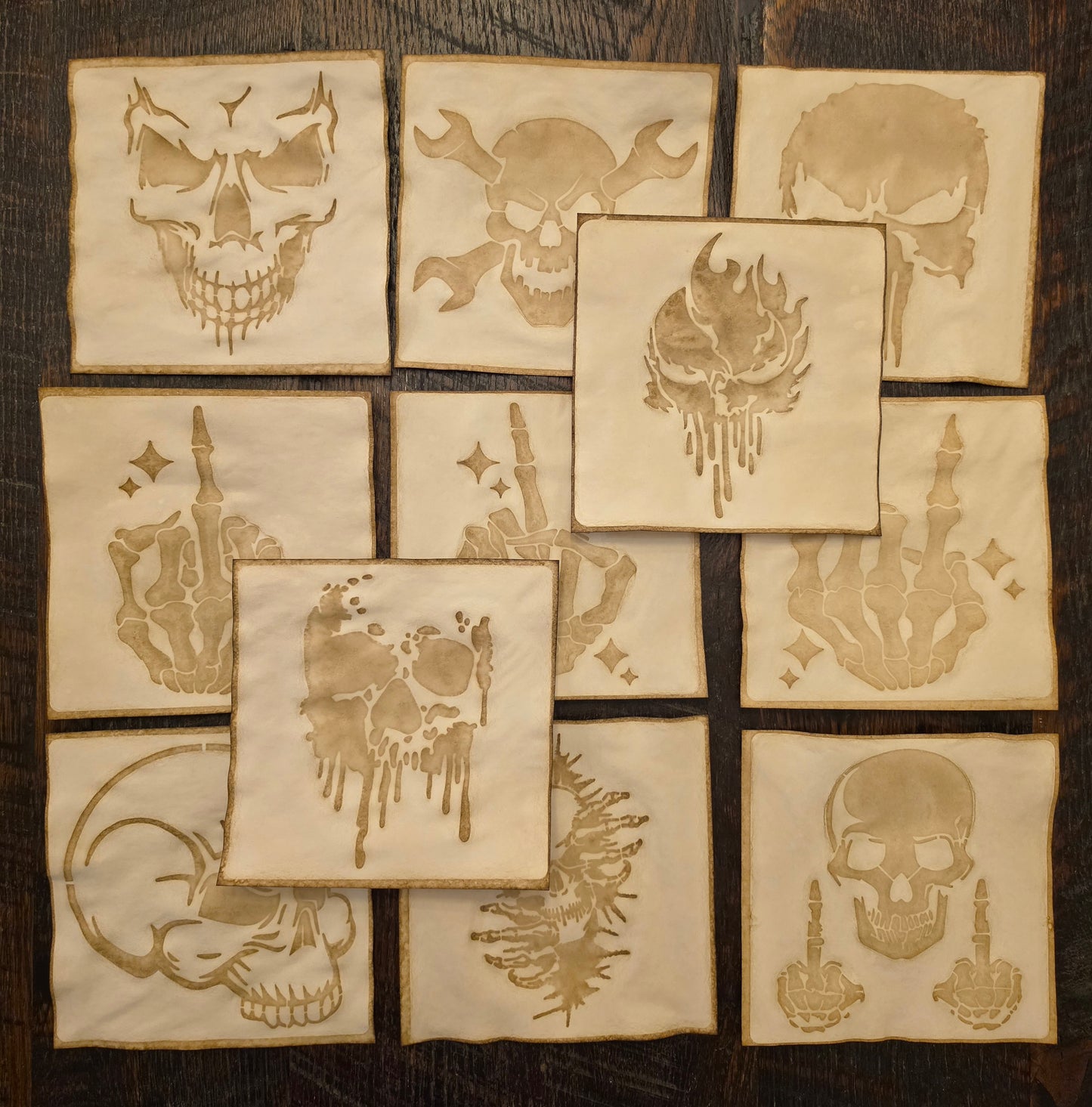 Coffee Dyed Papers: Skeletons