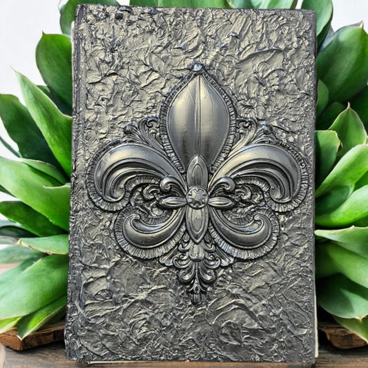 Blank Journal: Fleur de lis black on black