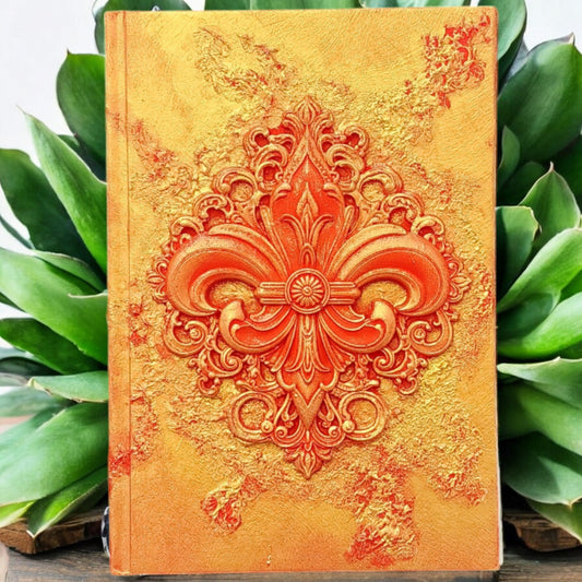 Blank Journal: fleur de lis gold on red