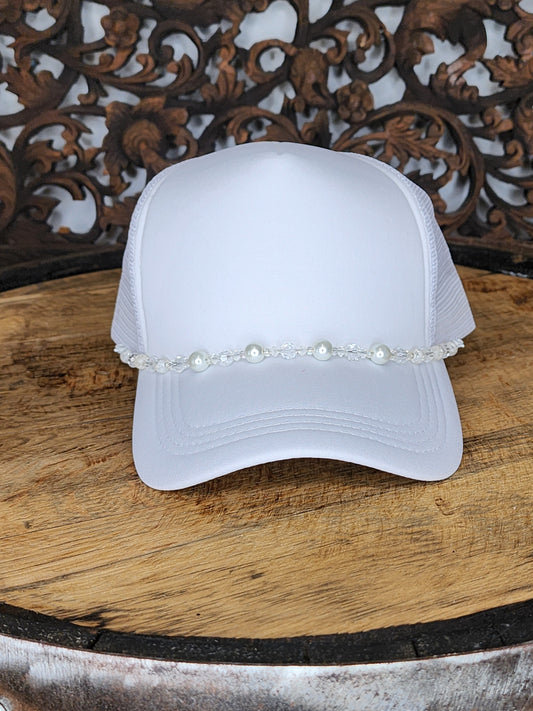 Trucker Hat with Hat Chain White
