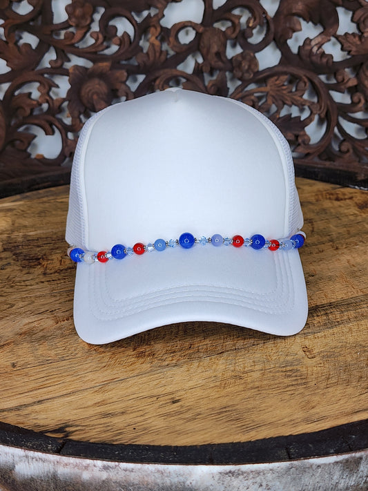 Trucker Hat with Hat Chain RWB