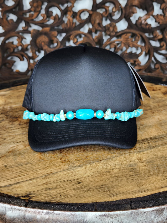 Trucker Hat with Hat Chain Black/Teal
