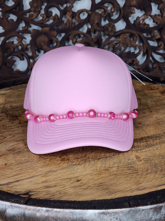 Trucker Hat with Hat Chain Pink