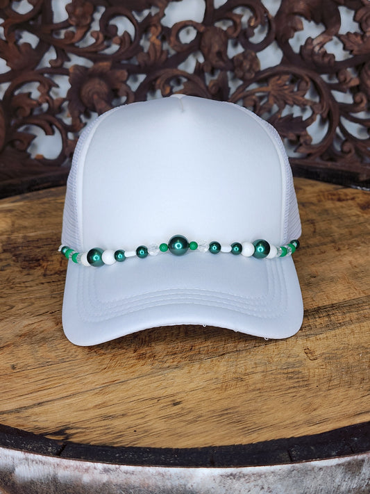 Trucker Hat with Hat Chain Green/White