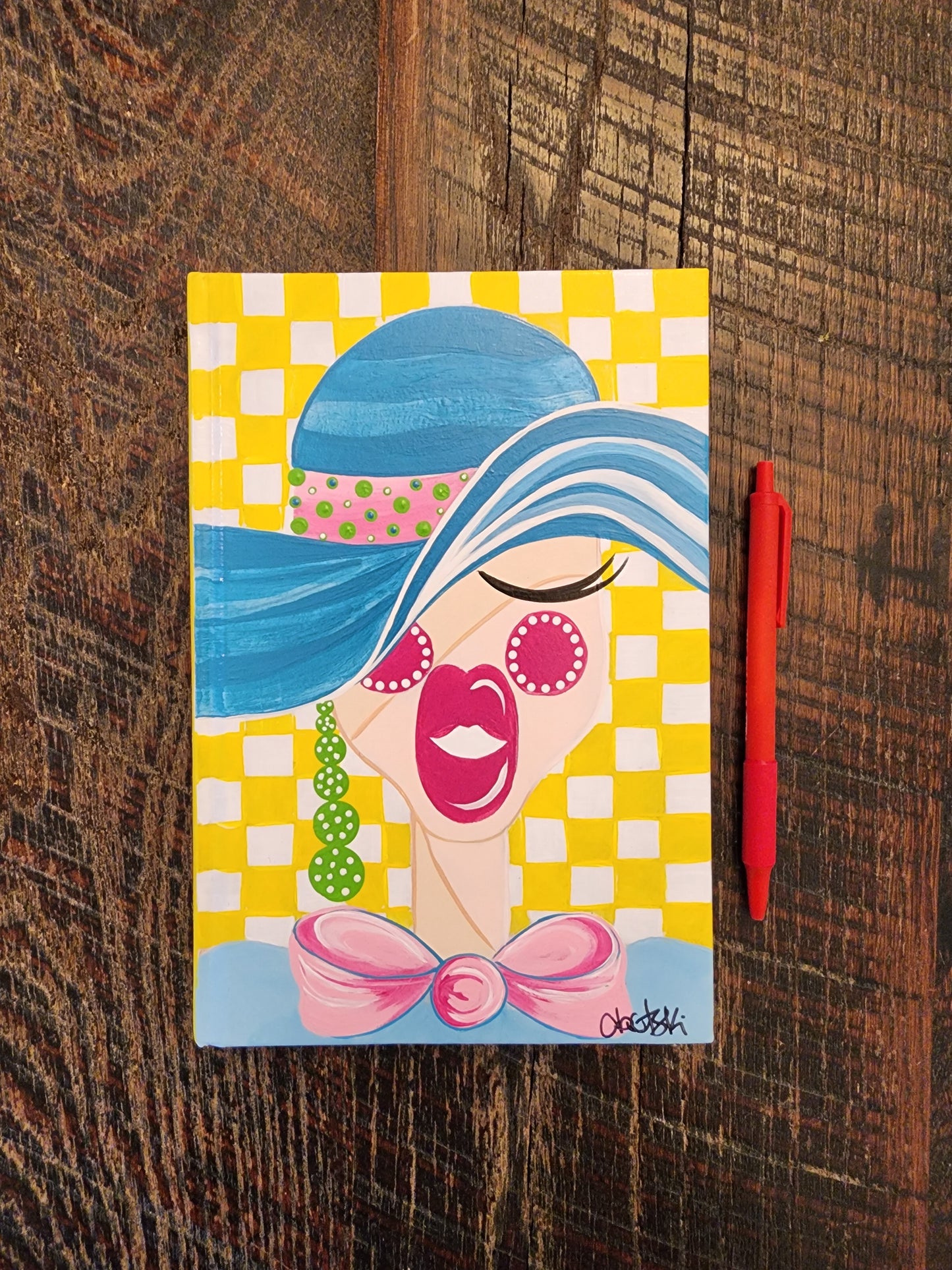 Blank Journal: Hand Painted Teal Hat