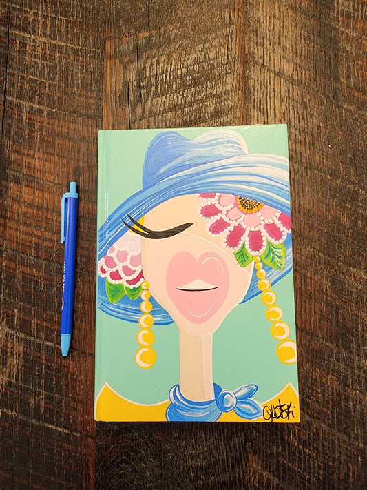 Blank Journal: Hand Painted Blue Hat