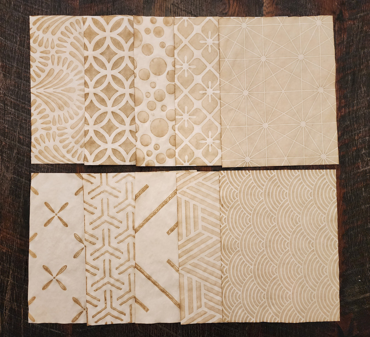 Geometric Patterns #4: coffee dyed paper