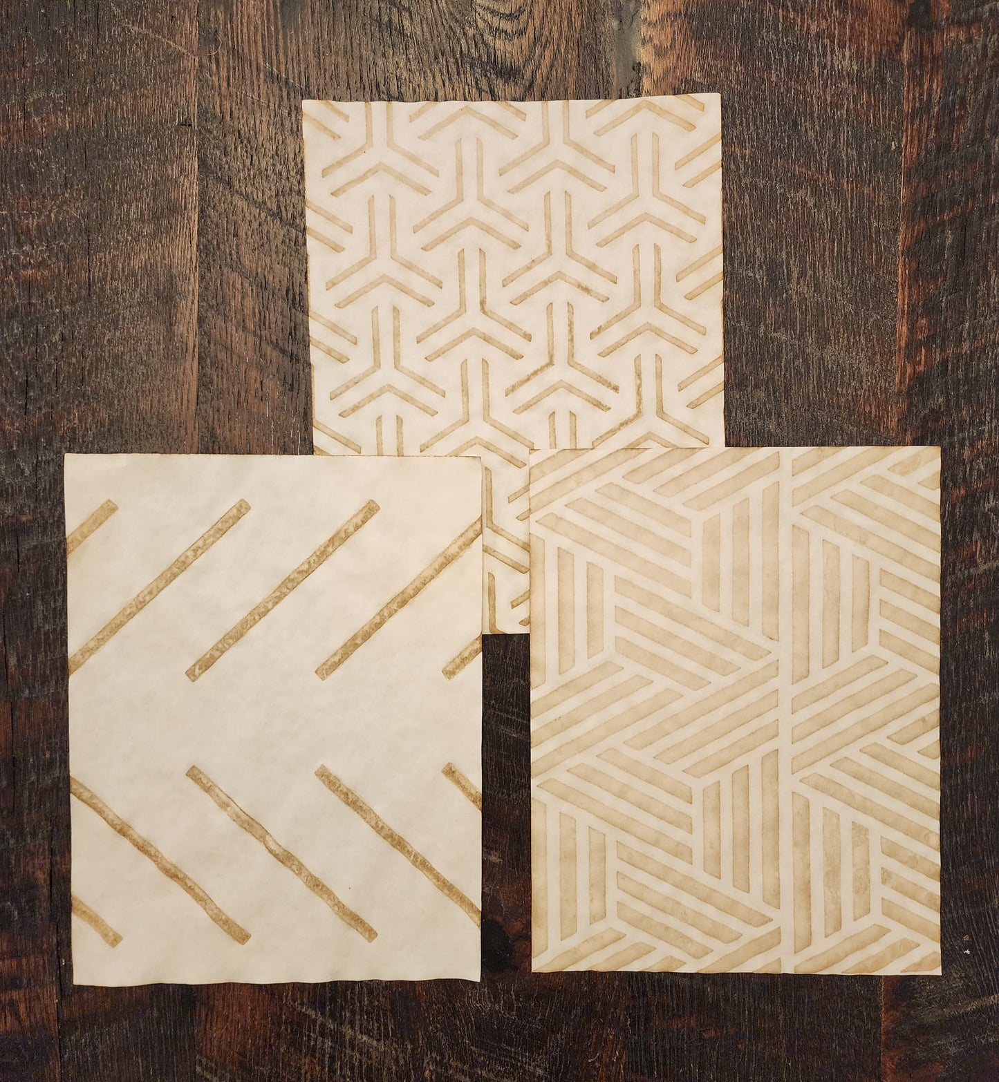 Geometric Patterns #4: coffee dyed paper
