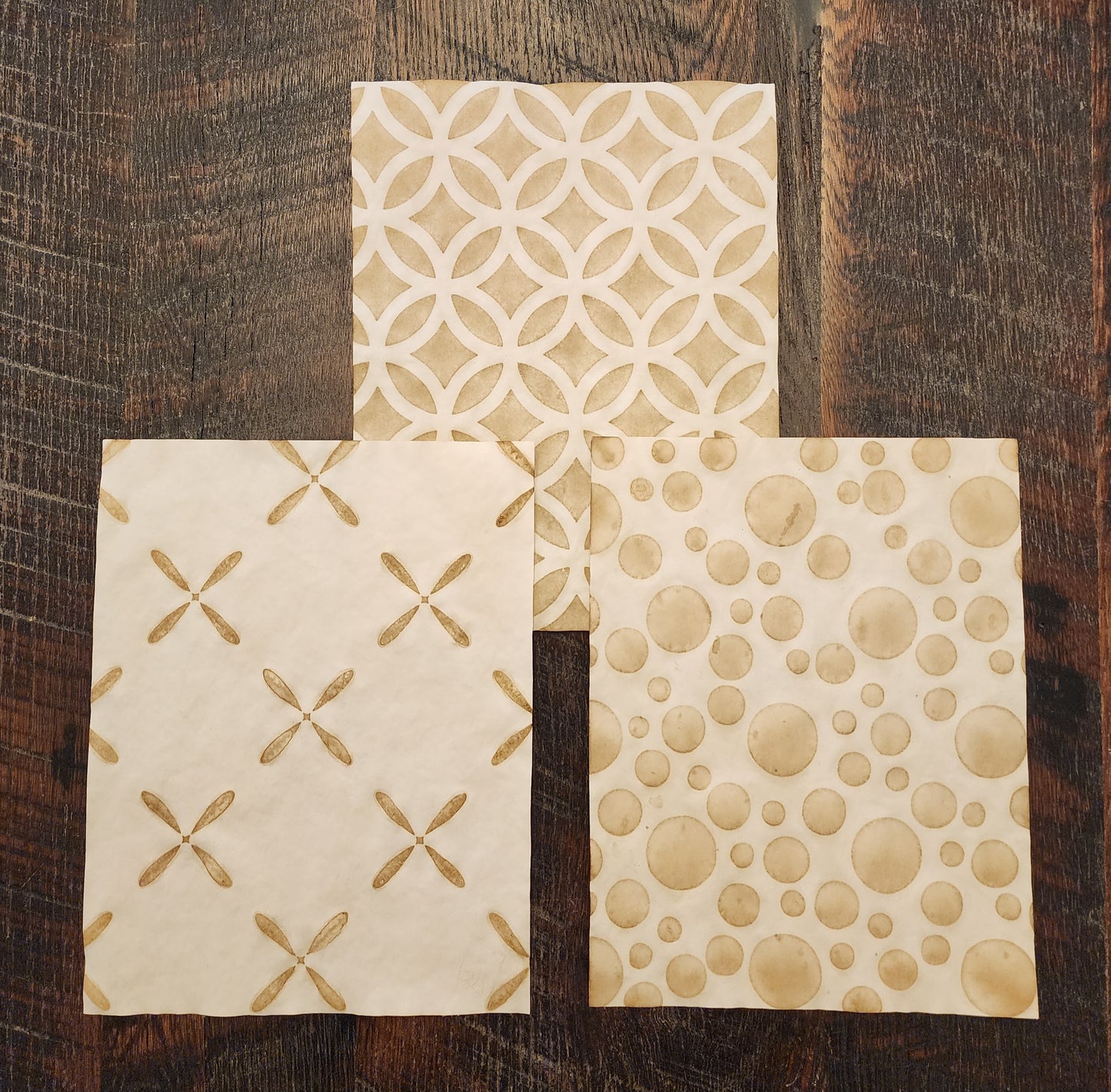 Geometric Patterns #4: coffee dyed paper