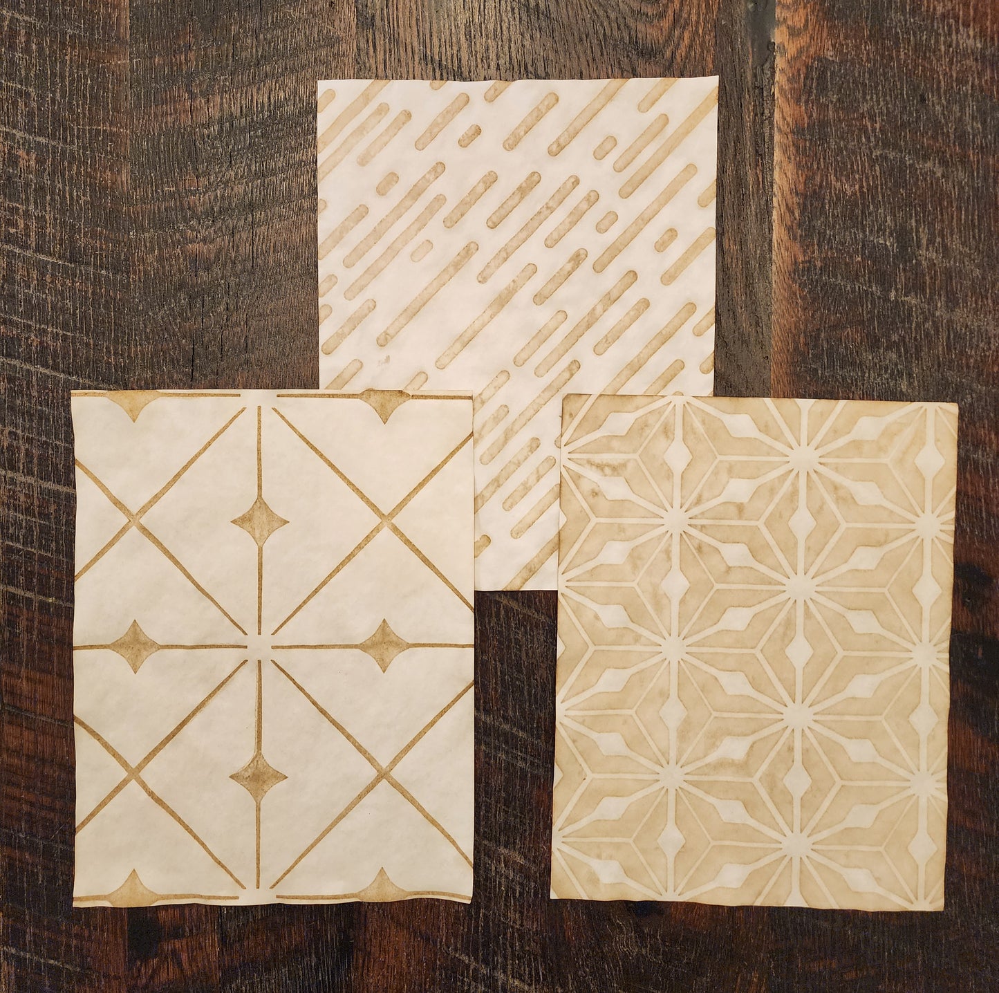 Geometric Patterns #3: coffee dyed paper