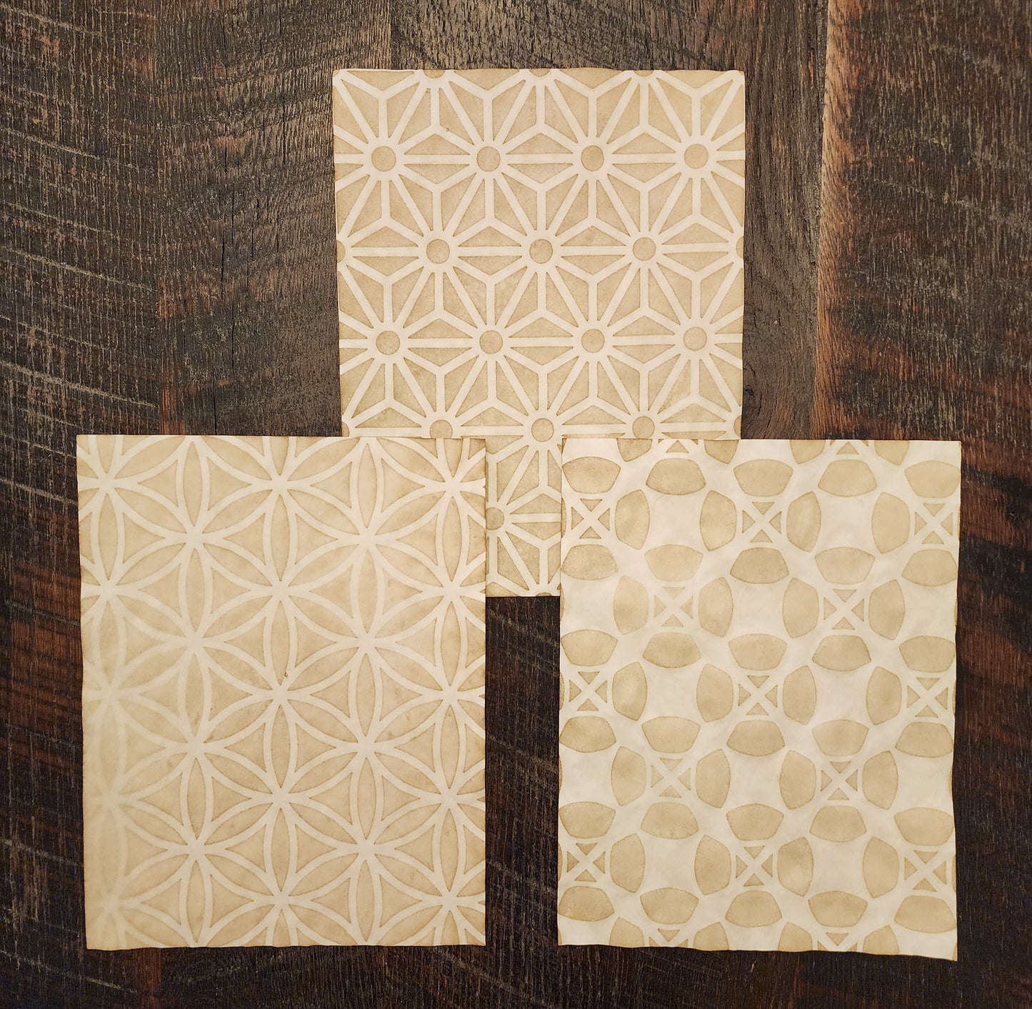 Geometric Patterns #3: coffee dyed paper