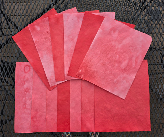 Hand Dyed Papers: Shades of Red