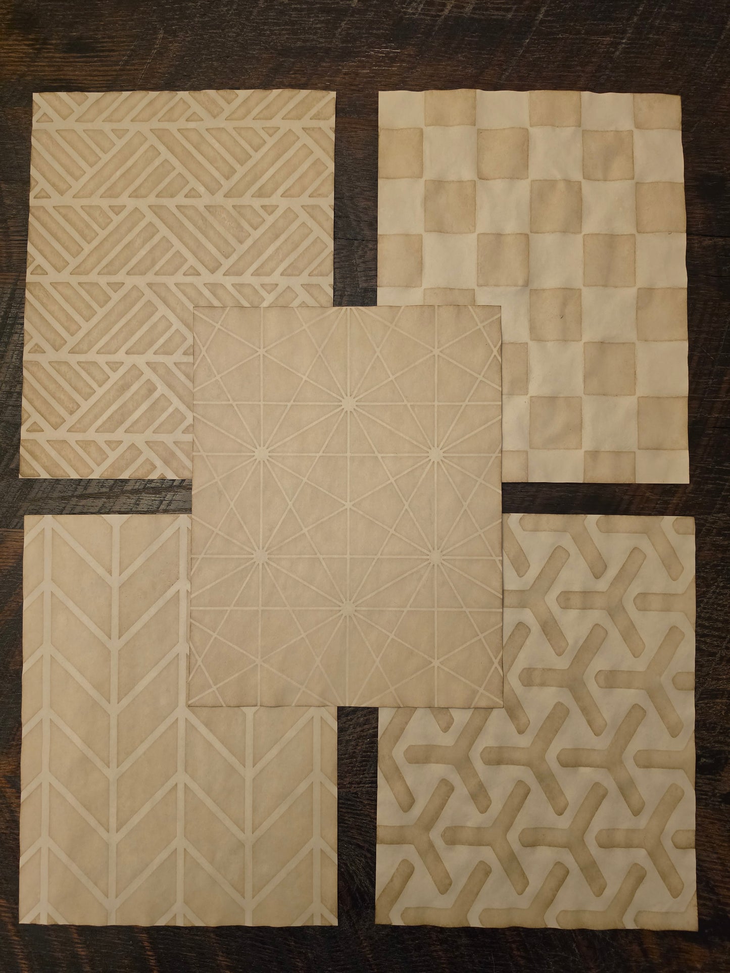 Geometric Patterns #5: coffee dyed paper