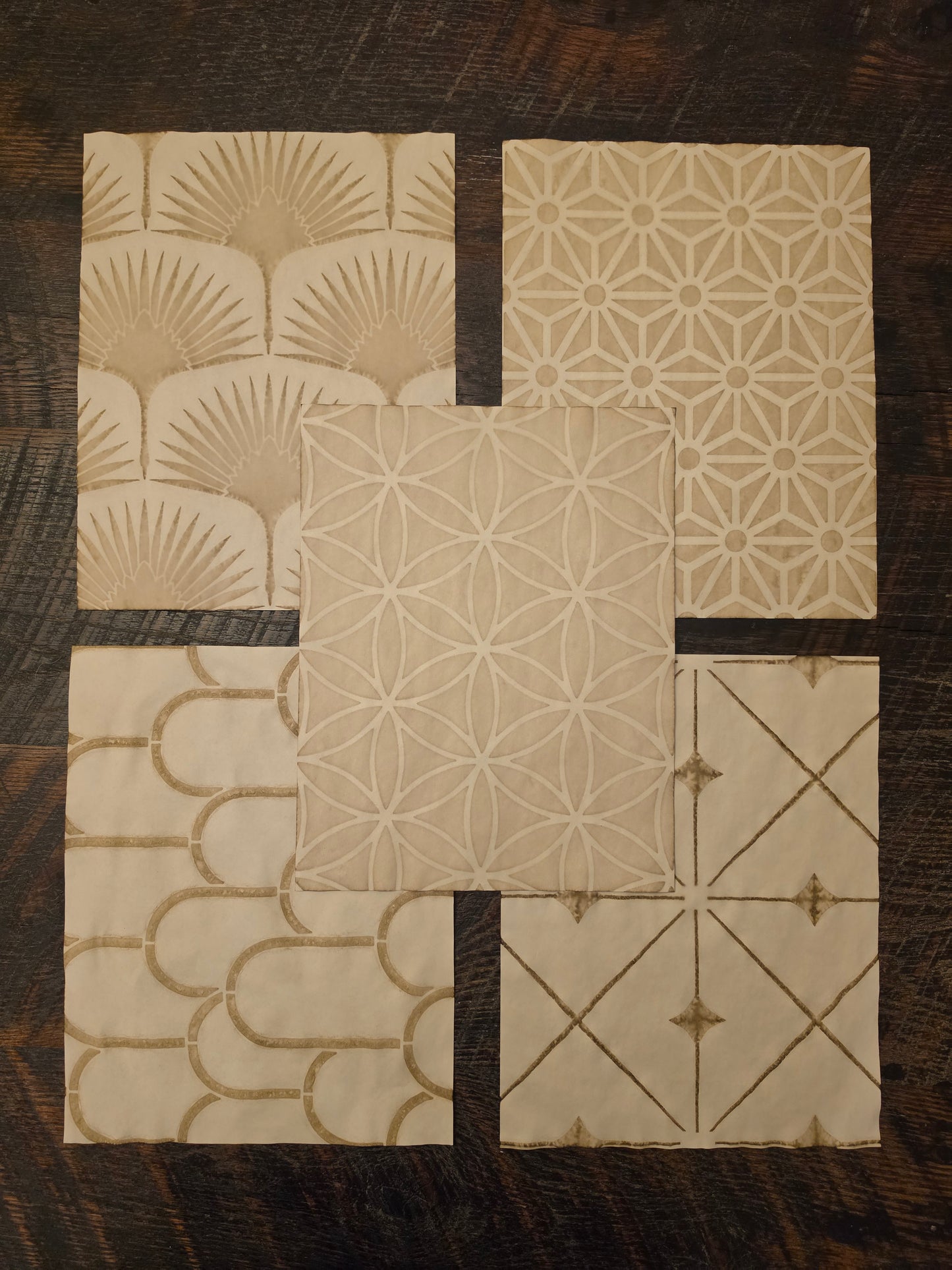 Geometric Patterns #6: coffee dyed paper