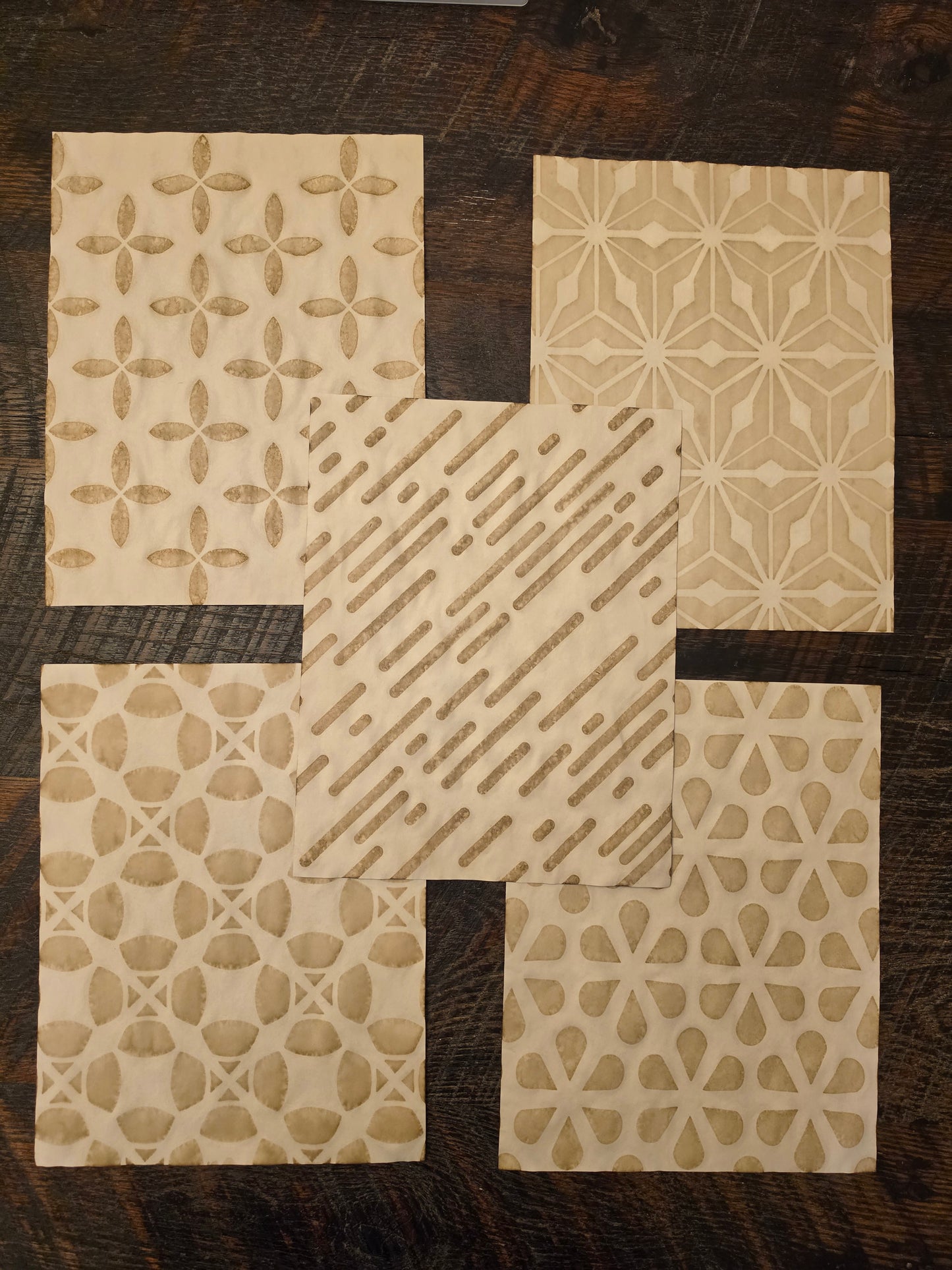 Geometric Patterns #6: coffee dyed paper