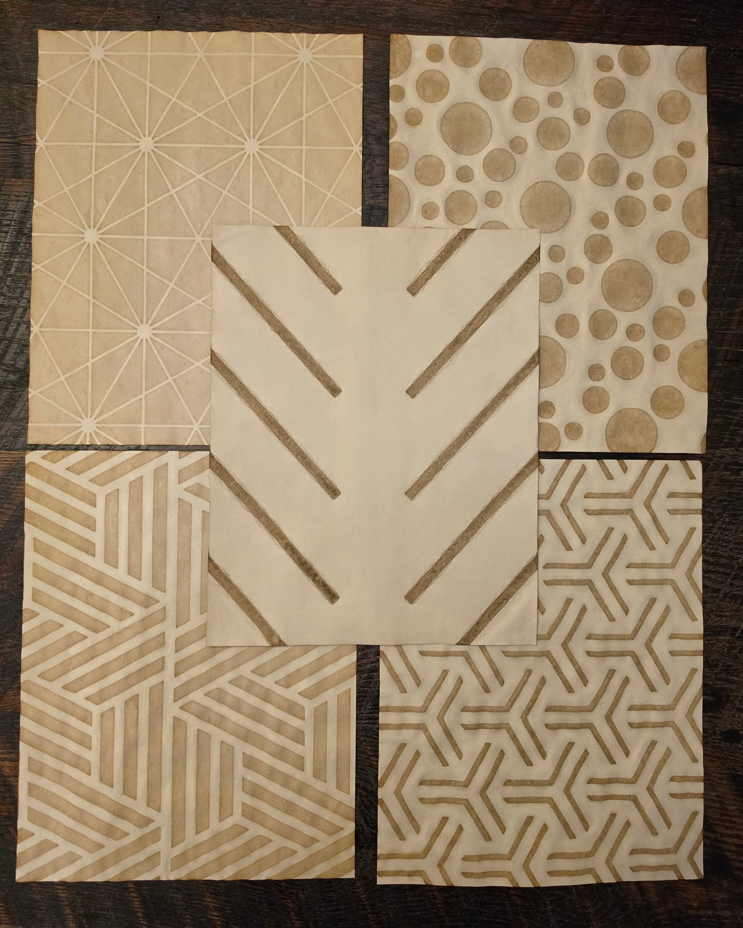 Geometric Patterns #4: coffee dyed paper