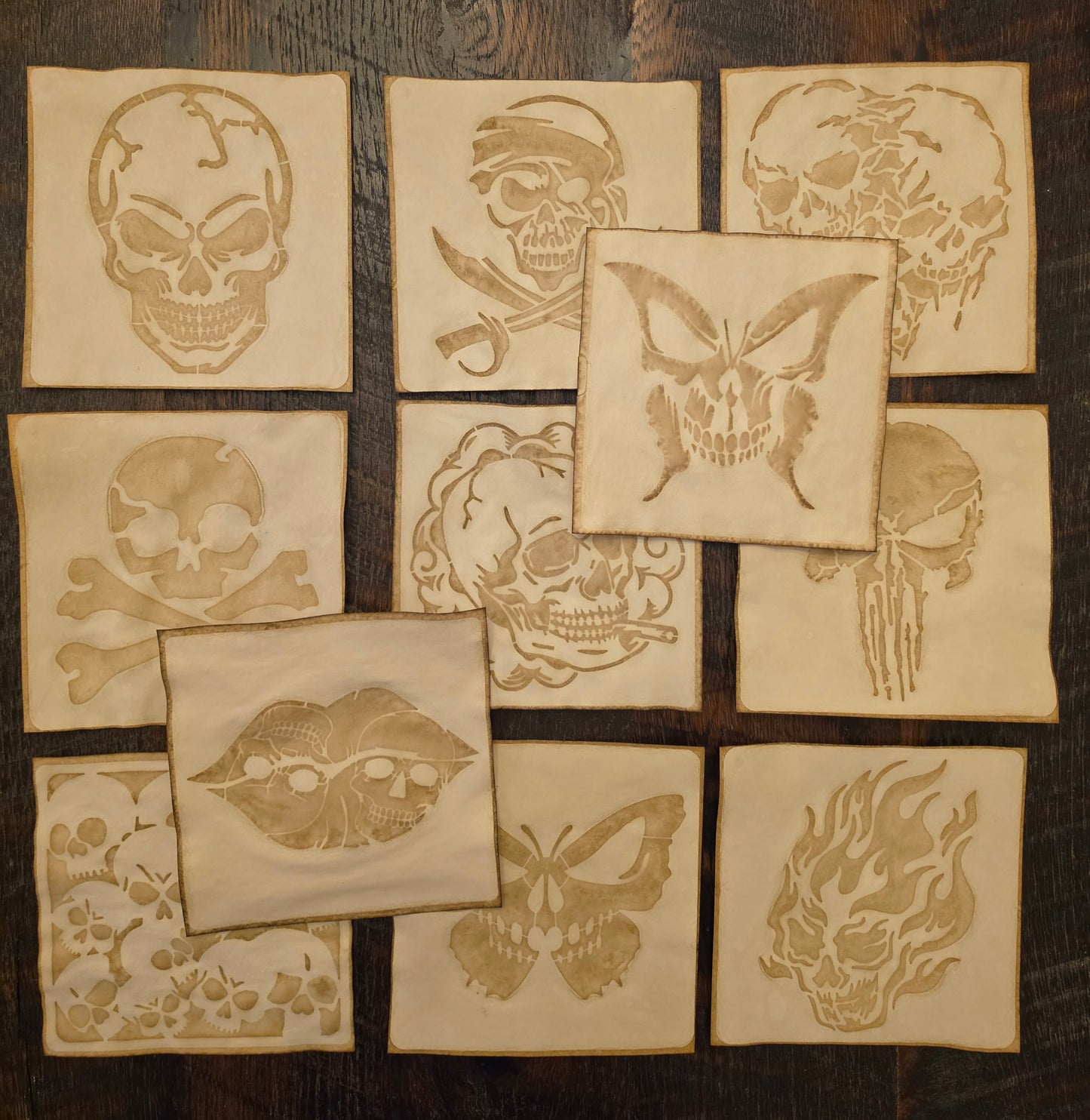 Coffee Dyed Papers: Skeletons