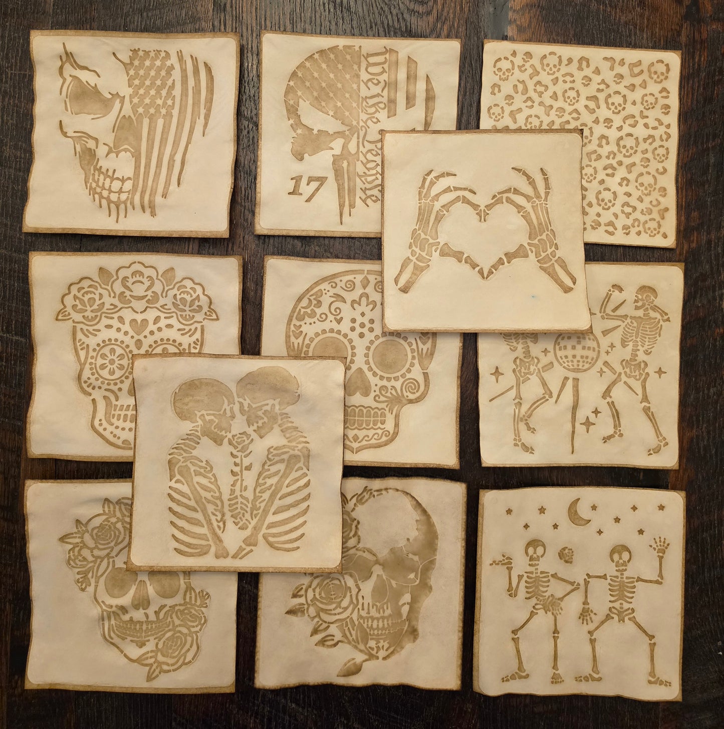 Coffee Dyed Papers: Skeletons